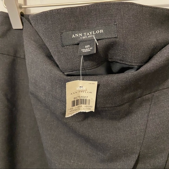 Ann Taylor | Dark Grey Side Front Pleat Wool Skirt - Picture 4 of 9